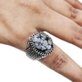 thumbnail image 2 of Snowflake Obsidian Mans Ring, Natural Snowflake Obsidian, Gents Ring, Silver Jewelry, 925 Silver Ring, Gift, Heavy Mens Ring, Arabic Design, Ottoman Style Ring, Christmas, Turkey Mens Signet Ring, 2 of 7