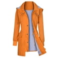 thumbnail image 5 of YDFCWXW Long Rain Coat for Women Packable Rain Jacket Womens Waterproof Raincoat Lightweight Hooded Windbreaker Trench Coat Orange, L, 5 of 7