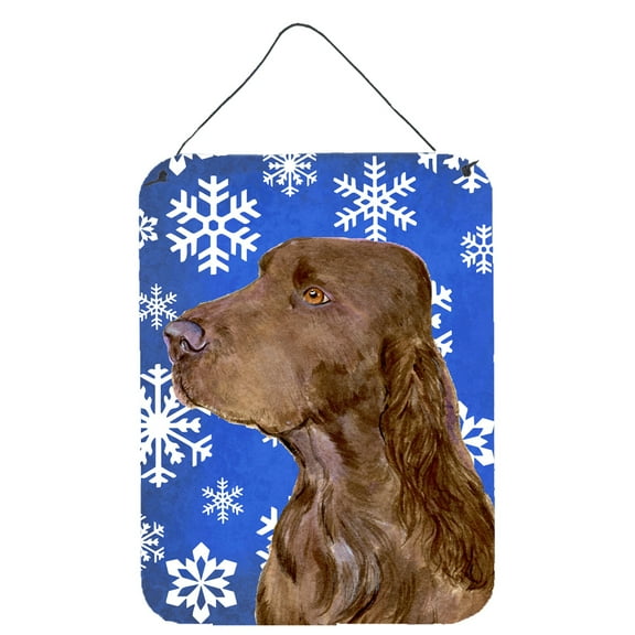 Field Spaniel Winter Snowflakes Holiday Wall or Door Hanging Prints