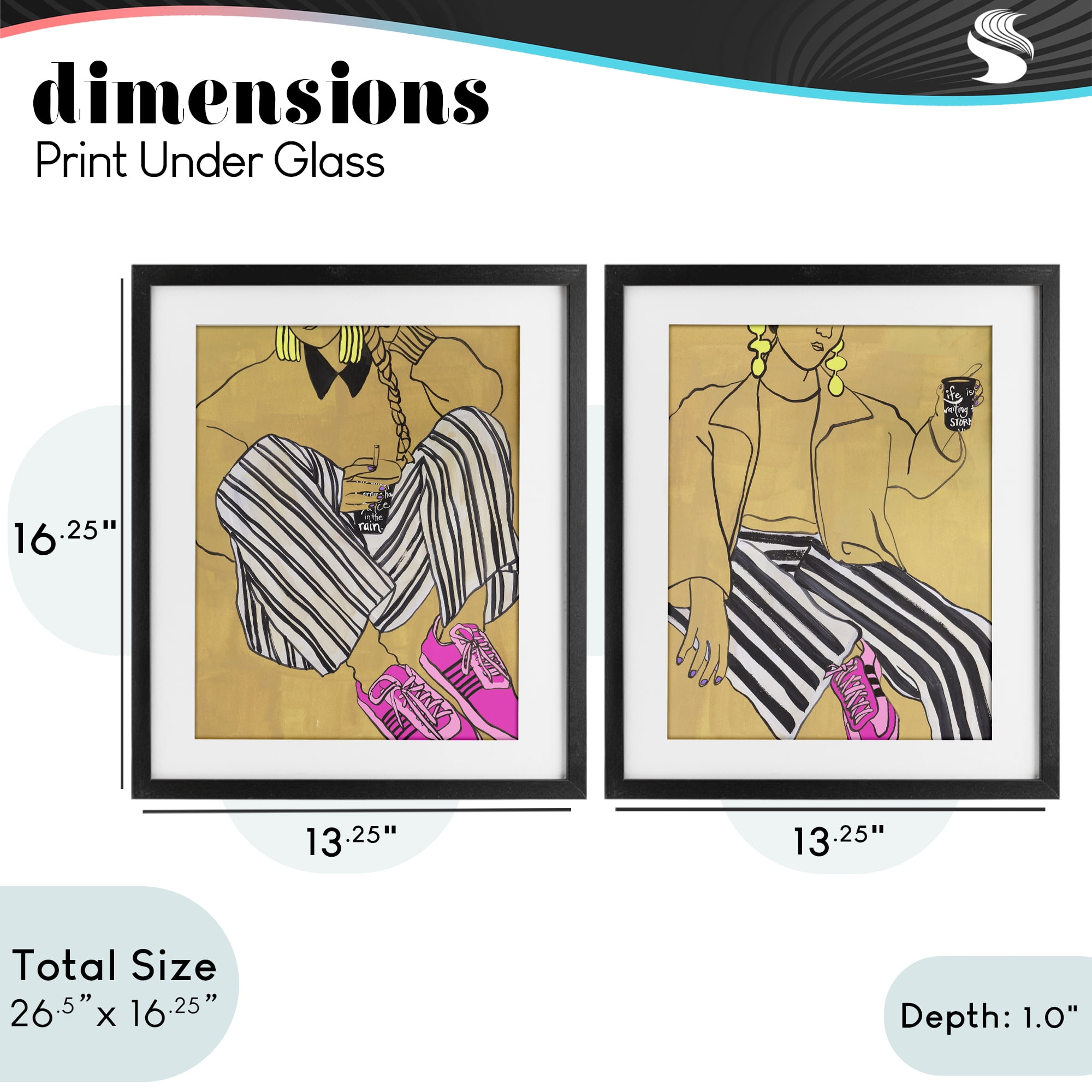 Stupell Industries Crimson Thread Fashion Poses 2 Piece Black Framed Print Under Glass Set, design by Melissa Wang