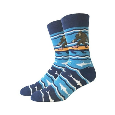 Surfing Bigfoot One Size Fits Most Crew Socks (Best Dress Socks For Summer)