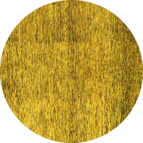 Ahgly Company Machine Washable Indoor Round Abstract Yellow Modern Area Rugs, 7' Round