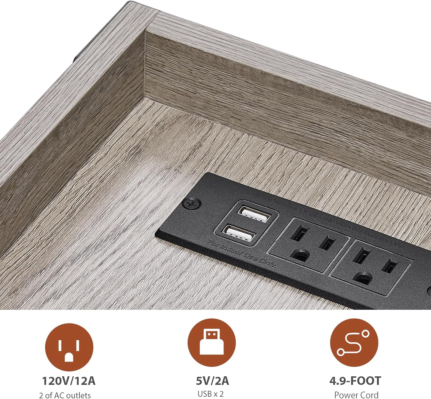 ZEXVIDA Narrow Side Table, End Table,Sofa Side Table, End Table Nightstand for Bedroom, Living Room, Small Spaces with 2 USB and 2 Power Outlets(with Outlets, White)