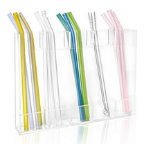 Lnrkai Straw Holder for Cabinet Door, Space Saving Organizer, 9.45" Large Acrylic Clear Straw Storage with Heavy Duty Adhesive Tape