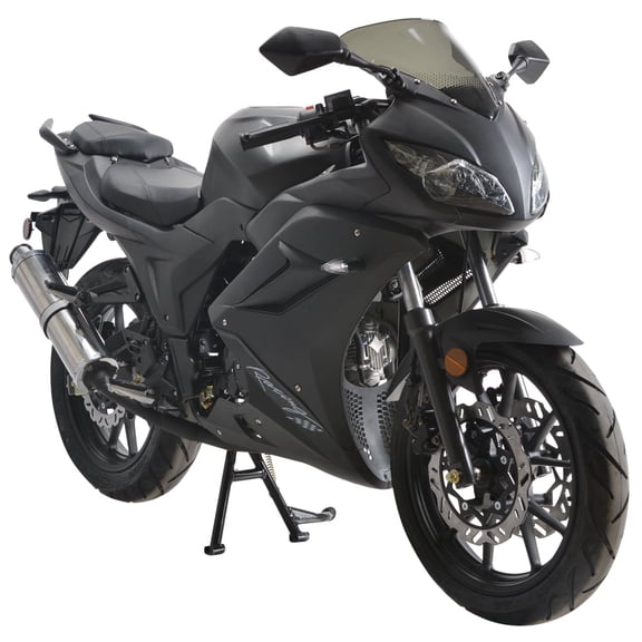 HHH 125cc Motorcycle 4 Speed Gas Bike by Boom BD125-11 for Adult Youth 125cc Scooter LED Lights and 17 inches Wheels  (Black)