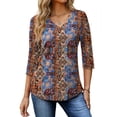 thumbnail image 2 of Fantaslook V Neck T Shirts for Women 3/4 Sleeve Tunic Tops Dressy Casual Blouses Boho Basics Tee Summer Fall Clothes, 2 of 9