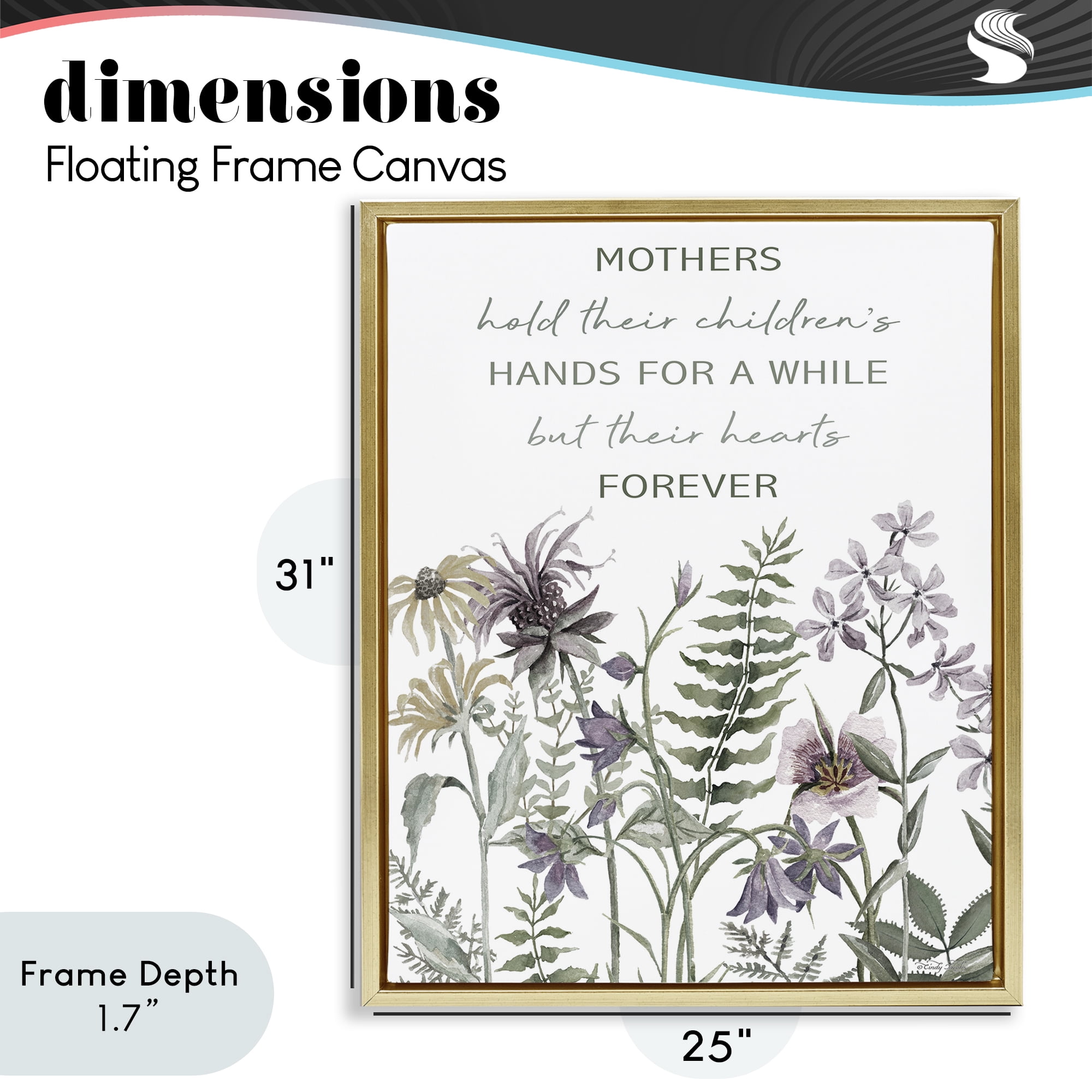 Stupell Industries Mother's Hold Parenting Sentiment Gold Framed Floater Canvas Wall Art, design by Cindy Jacobs