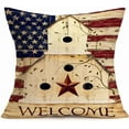 thumbnail image 2 of Set of 4 Vintage American Flag Throw Pillow Covers 4th of July Independence Day USA Patriotic Pillow Case 18x18 Inch Cotton Linen Farmhouse Decorative Square Cushion Cover for Sofa Bed, 2 of 5