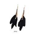 thumbnail image 4 of Pendientes pluma bohemio Minnieouse 2 uds Vintage Retro ocio Casual joyería mujer Negro, 4 of 6