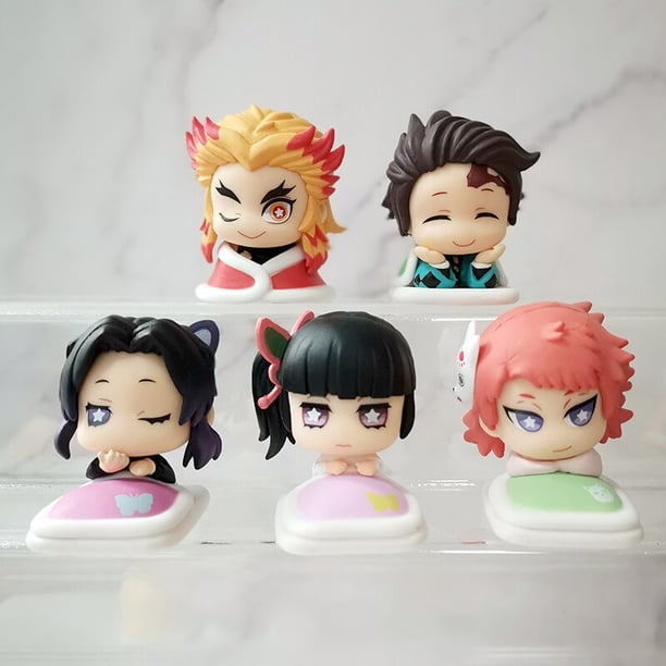 Q.ver-figura DE ACCIÓN DE Kimetsu no Yaiba, Nezuko, Tanjirou, Zenitsu, Giyuu, Inosuke, Demon Slayer, juguetes de Anime en PVC, 3 unidades por juego