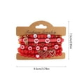 thumbnail image 3 of Eespoir 5pc Valentines Day Heart Bracelet Set, Polymer Clays Beaded Heart Red Bracelet, Jewelry Gift Set for Women, Girls, Romantic Present(D), 3 of 6