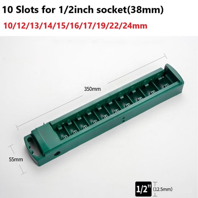 Lefu 1pc Socket Organizer Box 3/8 1/4 1/2inch Drive ABS Plastic Socket Clip Rail Holder Toolbox Socket Storage Socket Organizer Box