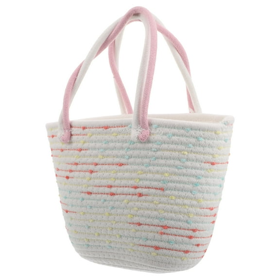 GOOHOCHY Fashionable Twisted Cotton Handbag Large Capacity Woven Shoulder Bag for Women Cute Candy Purse for Daily Essentials Cotton Rope Tote