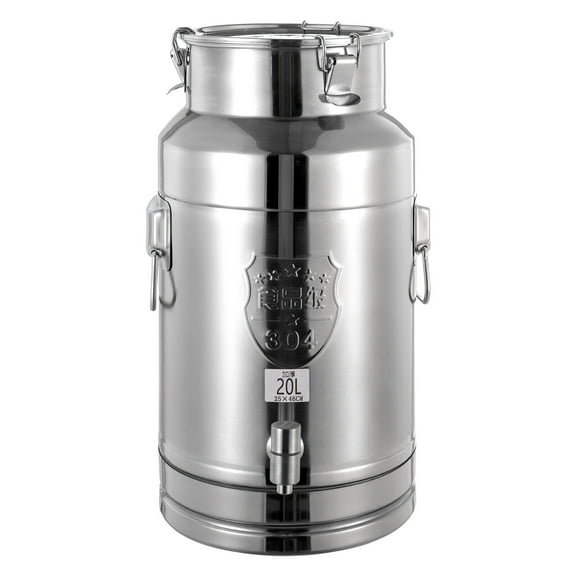 20L Stainless Steel Round Milk Can Oil Pail Storage Bucket Wine Barrel Canister