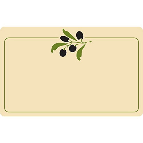HUBERT Heat Resistant Price Tag with Olive Design Beige Vinyl - 4"L x 2 1/2"H 12 Per Bag
