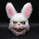 thumbnail image 2 of Máscara de conejo aterrador, disfraz de cabeza de conejo de felpa y plástico para Halloween, Carnaval, rosa y blanco, 2 of 5