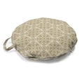 thumbnail image 1 of Beige Round Floor Cushion with Handle, Baroque Floral Motif Western Classical Dramatic Era Art Antique Renaissance Nostalgic, Pillow for Living Room & Dorms, 18" Round, Ecru Beige, by Ambesonne, 1 of 4