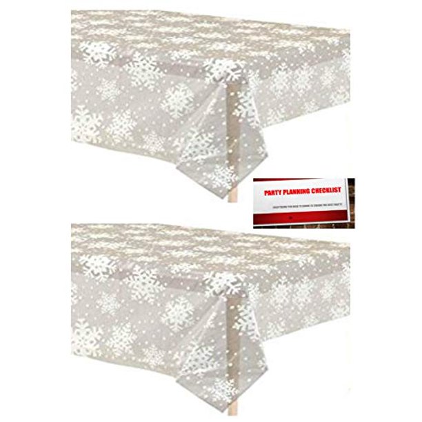 2 Pack Clear Winter Christmas Snowflake Plastic Tablecloth Table Cover