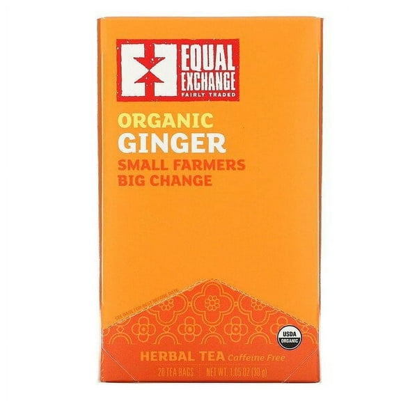 Equal Exchange, Organic Ginger, Herbal Tea, Caffeine Free, 20 Tea Bags, 1.05 oz Pack of 2