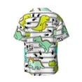 thumbnail image 2 of KLL Funny Dinosaurs on Stripes Print Men's Shirt Short Sleeve Button Down Summer Cuba Beach Shirts- X-Large, 2 of 7