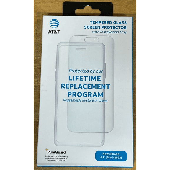 AT&T Tempered Glass Antimicrobial Screen Protector - iPhone 14 Pro (6.1") 2022 - Clear
