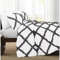 thumbnail image 2 of Dual Tone Diamond Ruffle Duvet Cover 3 Piece Set with Zipper, 400 Thread Count & 100% Egyptian Cotton and Quilts Protector with Pillowcases - White & Dark Gray Solid, Oversized Size., 2 of 5