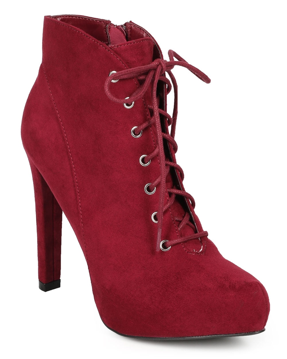 New Women Qupid Rida 02 Suede Almond Toe Lace Up Stiletto Ankle Bootie Walmart