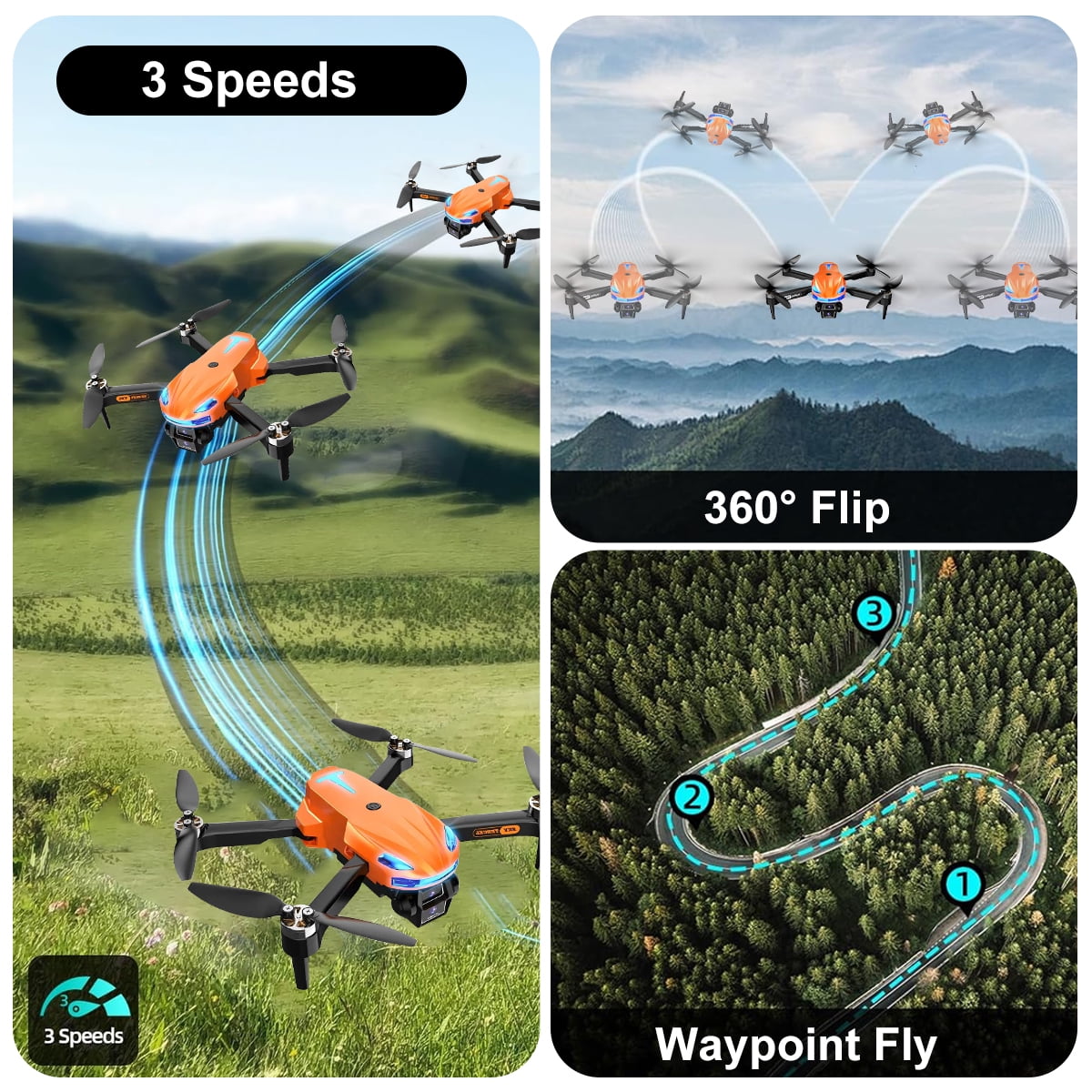 Drone with Camera for Kids, 1080P HD FPV Foldable Drone with Brushless Motor, Altitude Hold, 2 Batteries, RC Quadcopter Toys Gifts for Boys Girls, Adults Beginners