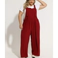 thumbnail image 5 of CASSIE LIZ Jumpsuit for Women Plus Size 2X Red Adjustable Strap Dressy Fall Casual Sleeveless Wide Leg Winter Knit Overalls Outfits Clothes with Pocket 2XL 18W 20W, 5 of 8