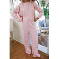 thumbnail image 2 of Chic Pink Stripe Two-Piece Outfit for Women – Casual Drop Shoulder Top with Straight Pants, L, 2 of 12