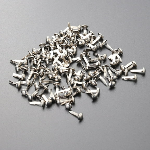 Hytrove Round Brads 100 Pcs Mini Brads in Silver and Pastel for Paper Crafts and Making