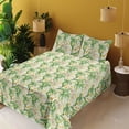 thumbnail image 2 of Springtime Sheet Set, Vintage Color Palette Floral Design with Yucca Exotics Print Boho, Fitted & Flat Sheet with Pillowcase Bedding Accent 4 Pcs Set, Calking, Fern Green Mustard White, by Ambesonne, 2 of 5