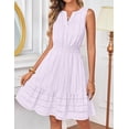 thumbnail image 3 of Merokeety Summer Dress for Women V Neck Flowy Vacation Mini Dress with Pockets Purple l, 3 of 5