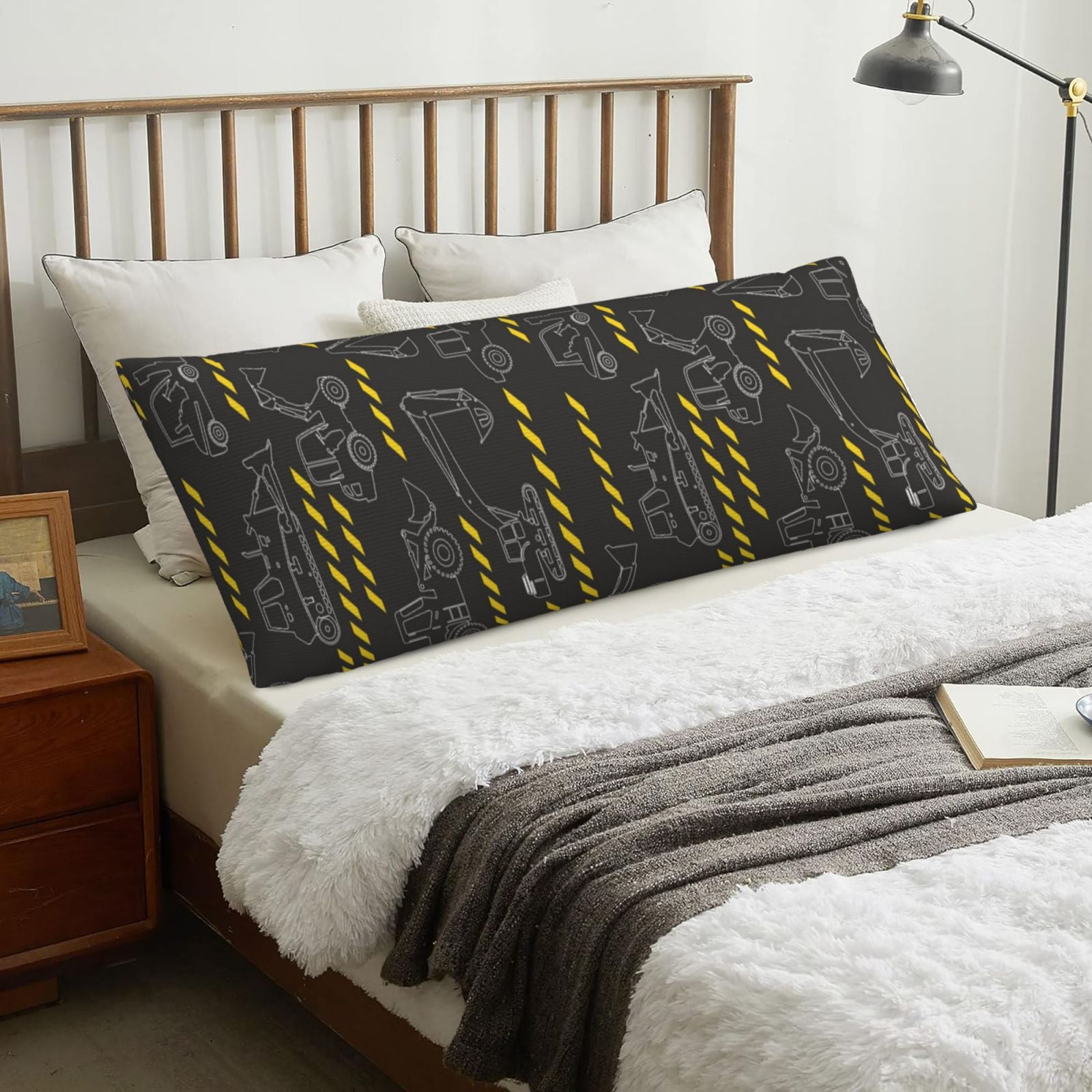 Naloa Retro Excavator Super Soft 20x60 Body Pillow Case,Long Side Hidden Zipper（PILLOWS ARE NOT INCLUDED）