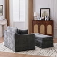 thumbnail image 4 of CKEASEAN 45.27" Chenille Single Sofa Chair, Comfy Accent Chairs with Black Metal Legs, Upholstered Deep Seat Comfy Reading Armchair with Two Bolster Pillows for Living Room offices, 4 of 11