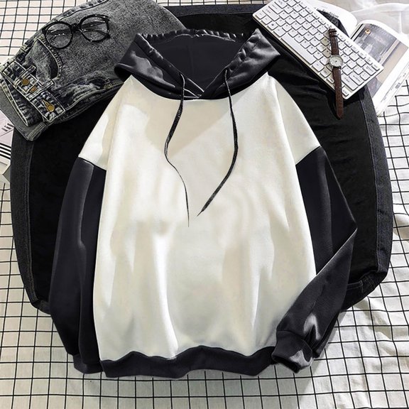 SEMPAI Long Sleeve Hoodies Sweatshirts Round Neck 100%Polyester Sweatshirts for Women Hoodies Loose Fit Loose Flowy Plus Size Tops for Women Womens Tops