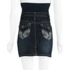 Denim Diva Maternity Full-Panel Denim Skirt with Embellished Back Pockets