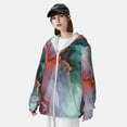 thumbnail image 3 of Gaeub Colorful Abstract Waves Men's and Women's UPF 50+ Long-Sleeved Sun Protection Clothing, Fishing Shirt Long Sleeve Zip-Small, 3 of 7