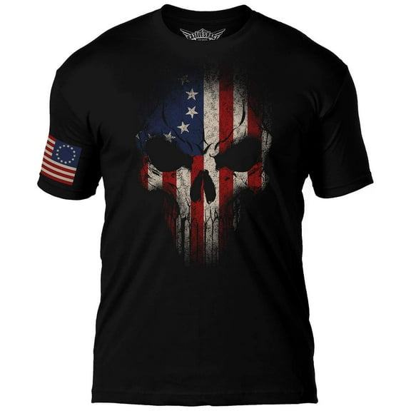 7.62 Design Betsy Ross Flag Skull Men's T-Shirt Black Large
