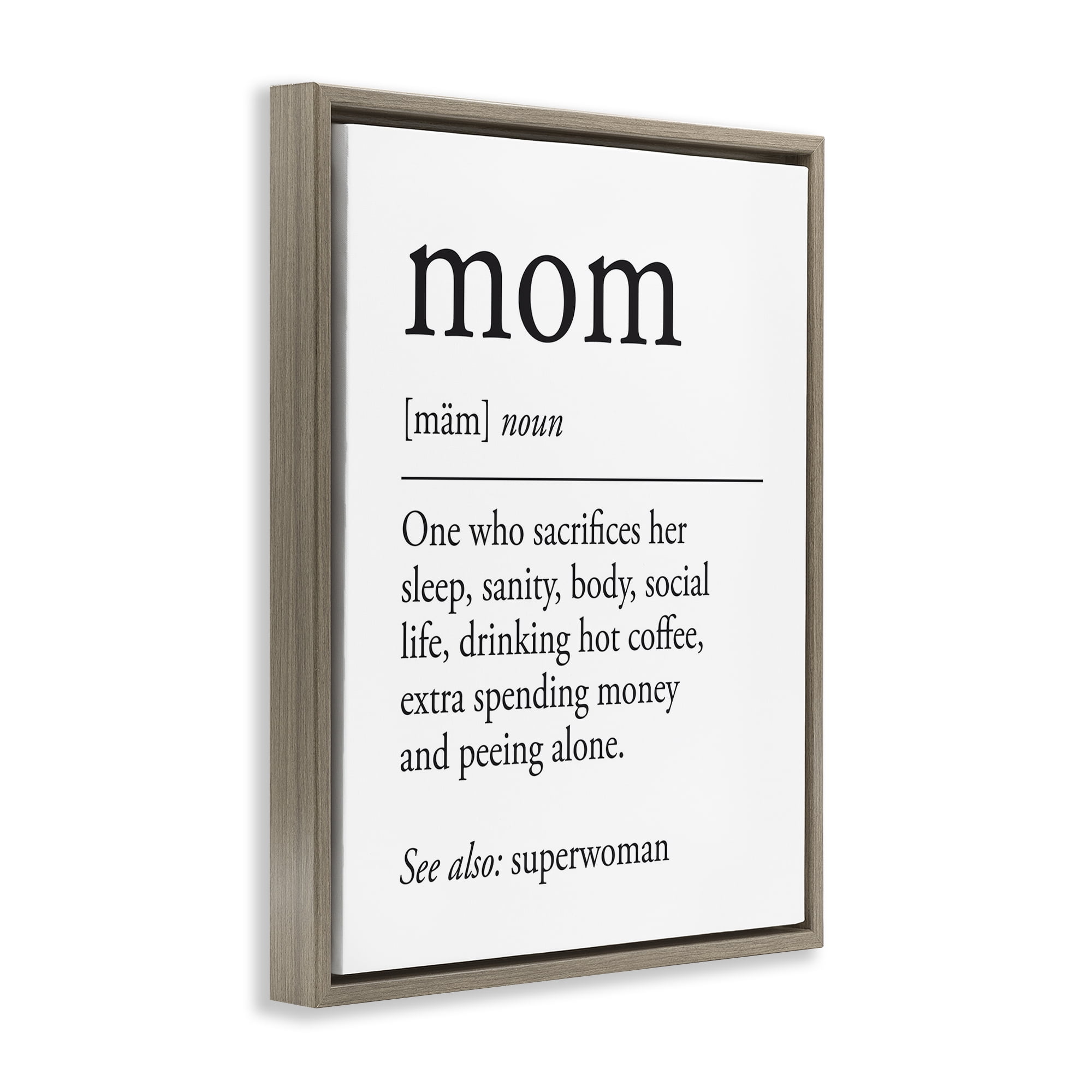 Stupell Industries Mom Definition Sentiment Typography Painting Brown Floater Framed Art Print Wall Art, 25 x 31
