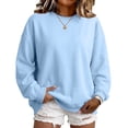 thumbnail image 4 of Women's Oversized Crewneck Sweatshirt with Drop Shoulders and Ribbed Cuffs Heather Grey Casual Top, S-2XL, 4 of 6