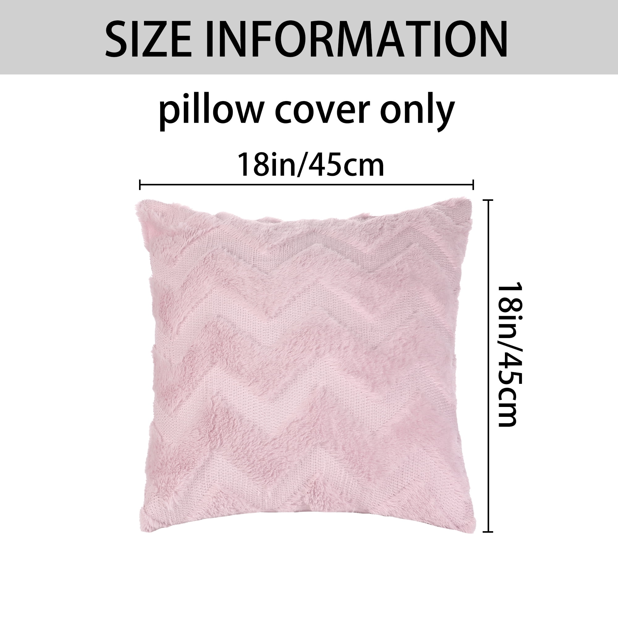 Unique Bargains Soft Plush Throw Pillow Covers Decorative Cushion Covers (2 Count) Pink-3 18" x 18"