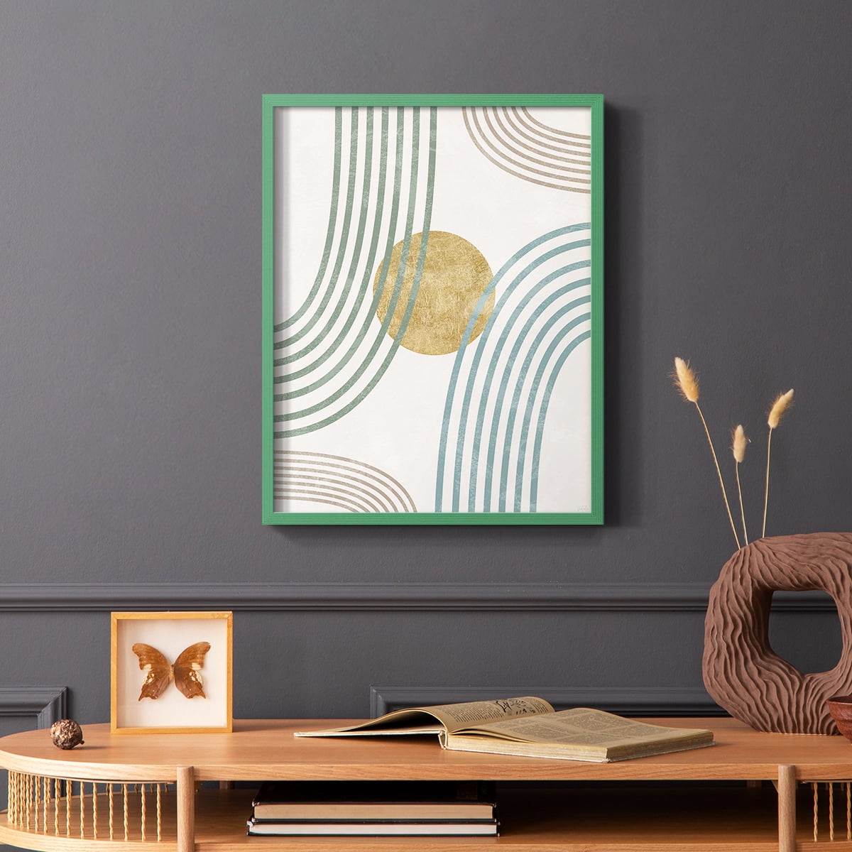 Modern Flow in Green Solid Wood 8 x 10 Framed Print