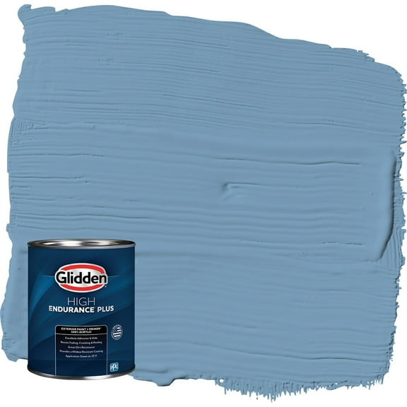 Glidden HEP Walden Pond / Blue Satin Exterior Paint with Primer, 1 Quart