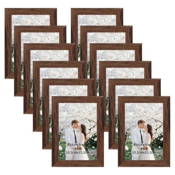 12 Pack 4x6 Picture Frame Set for 4x6 Picture for Wall or Tabtop Display, Brown