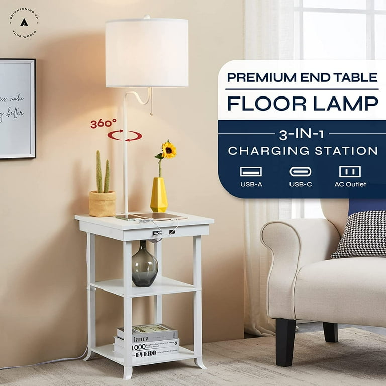 End table with usb port and lamp deals