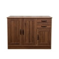 thumbnail image 5 of Hassch 43.3 Inch Buffet Sideboard with 3 Doors and 2 Drawers, Modern Farmhouse Wooden Console Cabinet with Adjustable Shelf for Living/Dining Room, Entryway, Walnut, 5 of 11