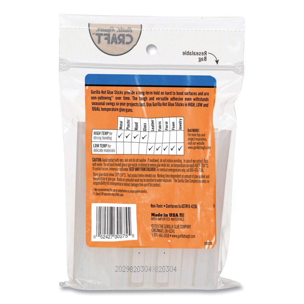 Gorilla Glue Clear Mini Dual Temp Hot Glue Sticks, 75 Count photo 3