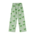 thumbnail image 4 of Fabrcox Bow Printed Home Pajamas Bottoms for Women Elastic Waist Wide Leg Lounge Bottoms Ladies Pajamas Bottoms Winter Cute Print Lounge Pants Light Green XL, 4 of 4