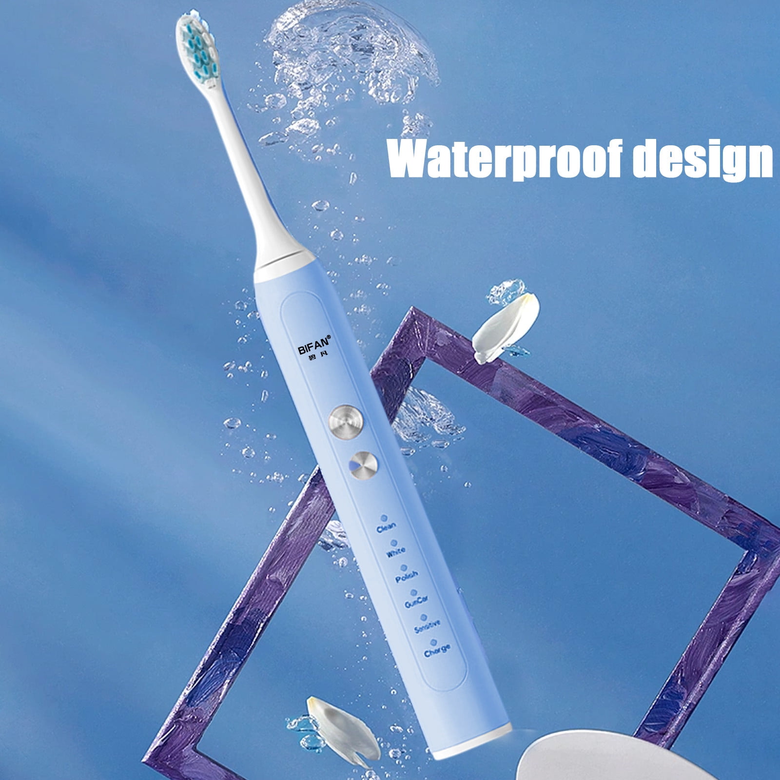 Wovilon USB Charging Toothbrush, Toothbrush With 4 Brush Heads, Smart 5-ModesTimer Toothbrush IPX7